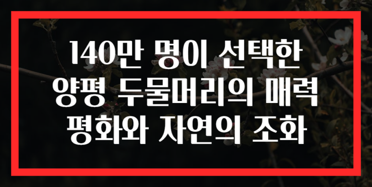 140만 명이 선택한 양평 두물머리의 매력 평화와 자연의 조화