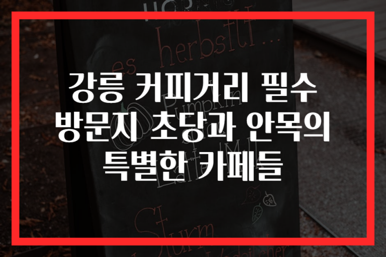 강릉 커피거리 필수 방문지 초당과 안목의 특별한 카페들