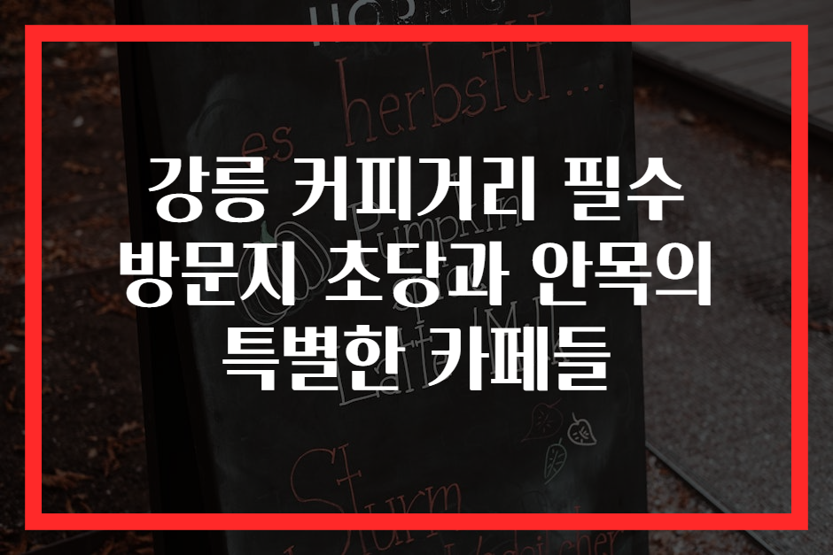 강릉 커피거리 필수 방문지 초당과 안목의 특별한 카페들