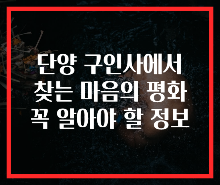단양 구인사에서 찾는 마음의 평화 꼭 알아야 할 정보
