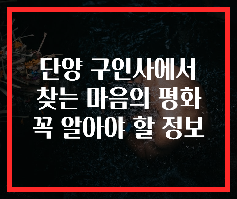 단양 구인사에서 찾는 마음의 평화 꼭 알아야 할 정보