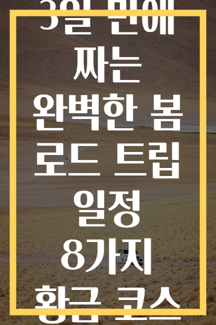 3일 만에 짜는 완벽한 봄 로드 트립 일정 8가지 황금 코스