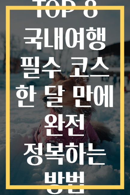 TOP 8 국내여행 필수 코스 한 달 만에 완전 정복하는 방법