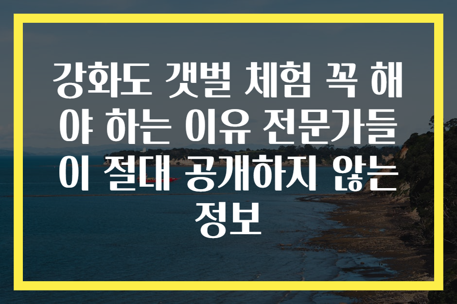강화도 갯벌 체험 꼭 해야 하는 이유 전문가들이 절대 공개하지 않는 정보