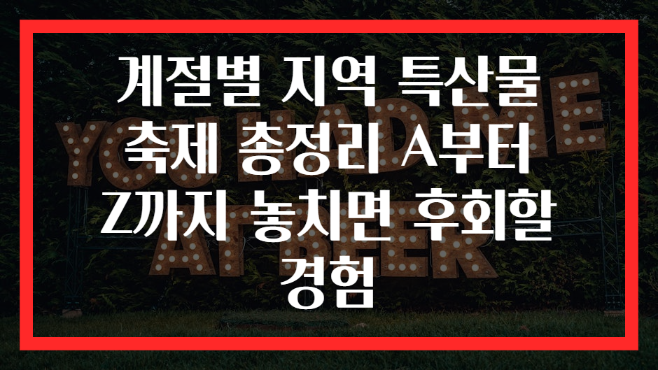 계절별 지역 특산물 축제 총정리 A부터 Z까지 놓치면 후회할 경험