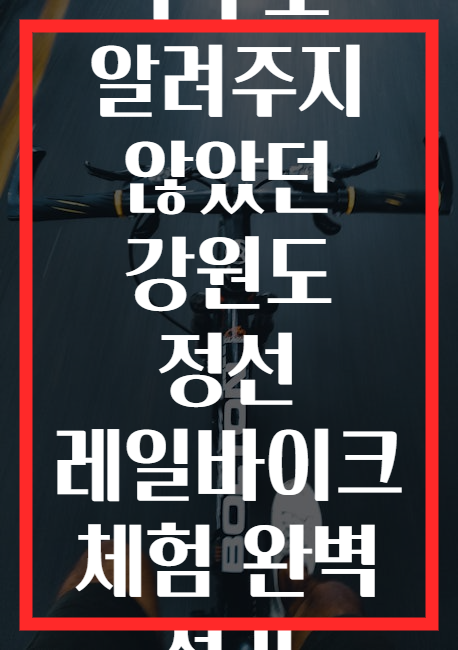 누구도 알려주지 않았던 강원도 정선 레일바이크 체험 완벽 정리