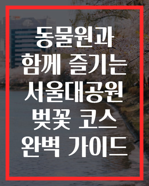 동물원과 함께 즐기는 서울대공원 벚꽃 코스 완벽 가이드