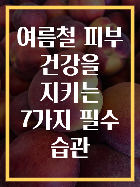여름철 피부 건강을 지키는 7가지 필수 습관