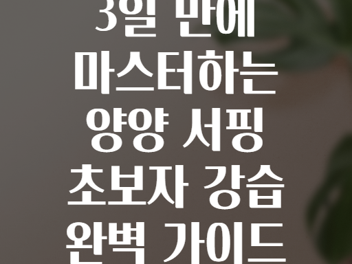 3일 만에 마스터하는 양양 서핑 초보자 강습 완벽 가이드