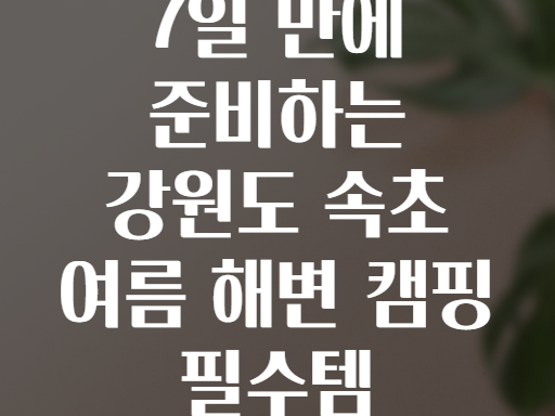 7일 만에 준비하는 강원도 속초 여름 해변 캠핑 필수템