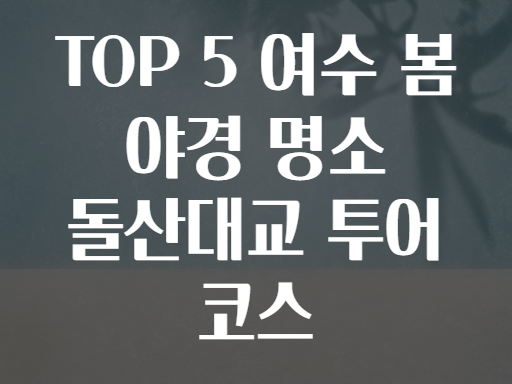 TOP 5 여수 봄 야경 명소 돌산대교 투어 코스