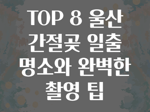 TOP 8 울산 간절곶 일출 명소와 완벽한 촬영 팁