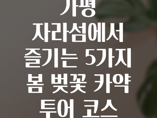 가평 자라섬에서 즐기는 5가지 봄 벚꽃 카약 투어 코스