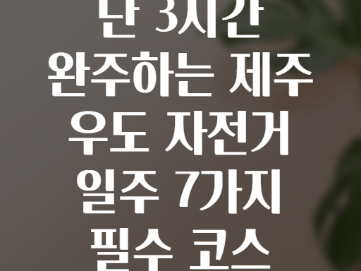단 3시간 완주하는 제주 우도 자전거 일주 7가지 필수 코스