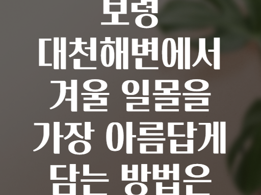 보령 대천해변에서 겨울 일몰을 가장 아름답게 담는 방법은