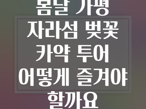 봄날 가평 자라섬 벚꽃 카약 투어 어떻게 즐겨야 할까요