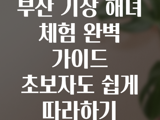 부산 기장 해녀 체험 완벽 가이드 초보자도 쉽게 따라하기
