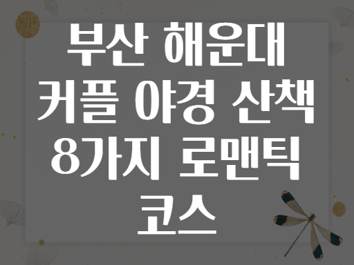 부산 해운대 커플 야경 산책 8가지 로맨틱 코스
