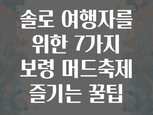 솔로 여행자를 위한 7가지 보령 머드축제 즐기는 꿀팁