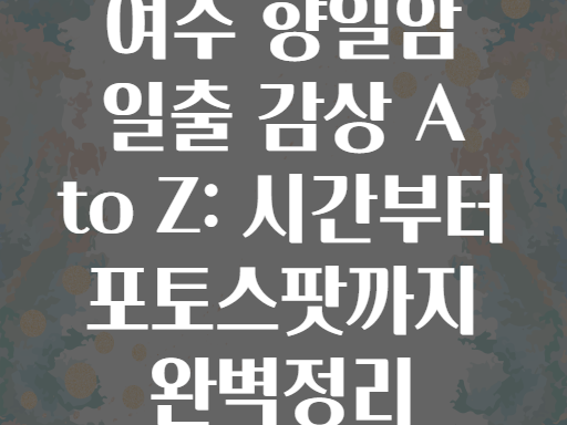 여수 향일암 일출 감상 A to Z: 시간부터 포토스팟까지 완벽정리