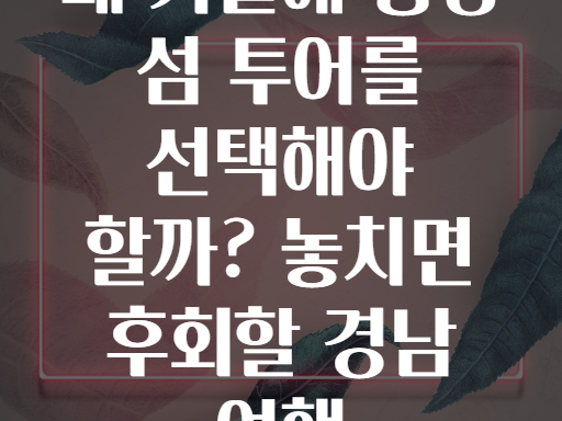 왜 가을에 통영 섬 투어를 선택해야 할까? 놓치면 후회할 경남 여행