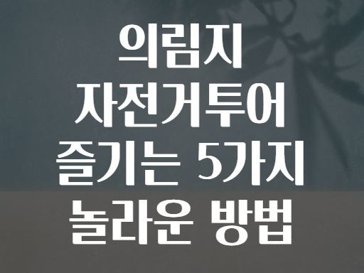 의림지 자전거투어 즐기는 5가지 놀라운 방법