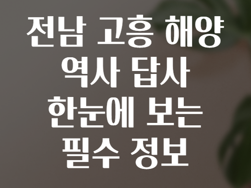 전남 고흥 해양 역사 답사 한눈에 보는 필수 정보