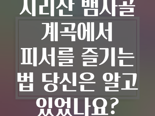 지리산 뱀사골 계곡에서 피서를 즐기는 법 당신은 알고 있었나요?