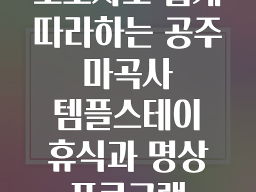 초보자도 쉽게 따라하는 공주 마곡사 템플스테이 휴식과 명상 프로그램