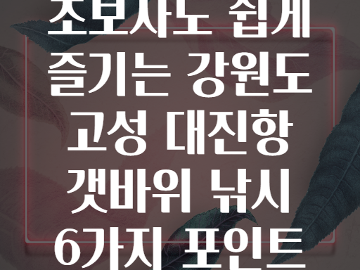 초보자도 쉽게 즐기는 강원도 고성 대진항 갯바위 낚시 6가지 포인트