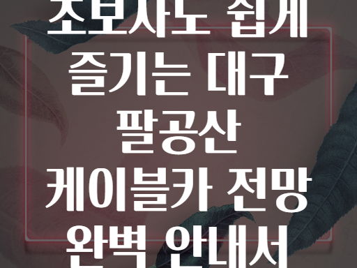 초보자도 쉽게 즐기는 대구 팔공산 케이블카 전망 완벽 안내서