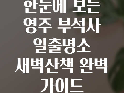 한눈에 보는 영주 부석사 일출명소 새벽산책 완벽 가이드