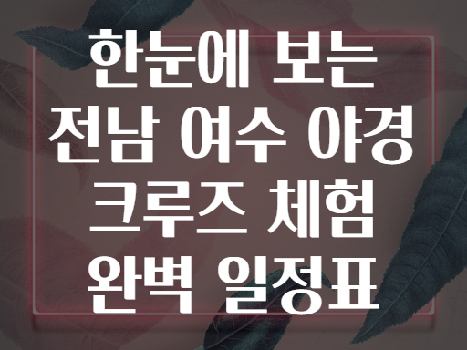 한눈에 보는 전남 여수 야경 크루즈 체험 완벽 일정표
