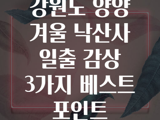 강원도 양양 겨울 낙산사 일출 감상 3가지 베스트 포인트