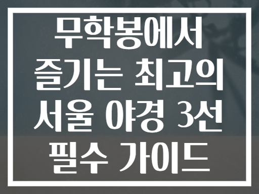 무학봉에서 즐기는 최고의 서울 야경 스팟 3선