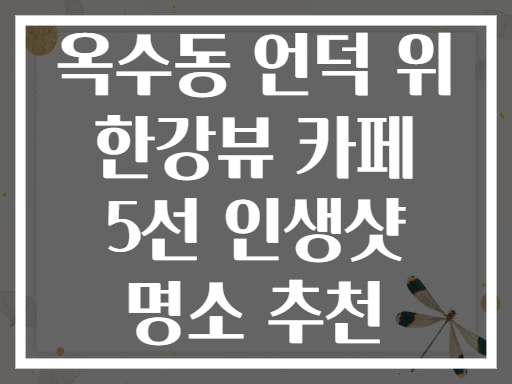 옥수동 언덕 위 파노라마 한강뷰 카페 5선! (인생샷)