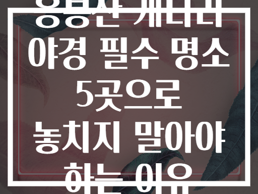 응봉산 개나리 야경! 놓치면 1년 후회하는 필수 명소