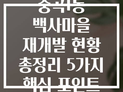 중곡1동 백사마을 재개발 현황! 어떻게 변하고 있을까?